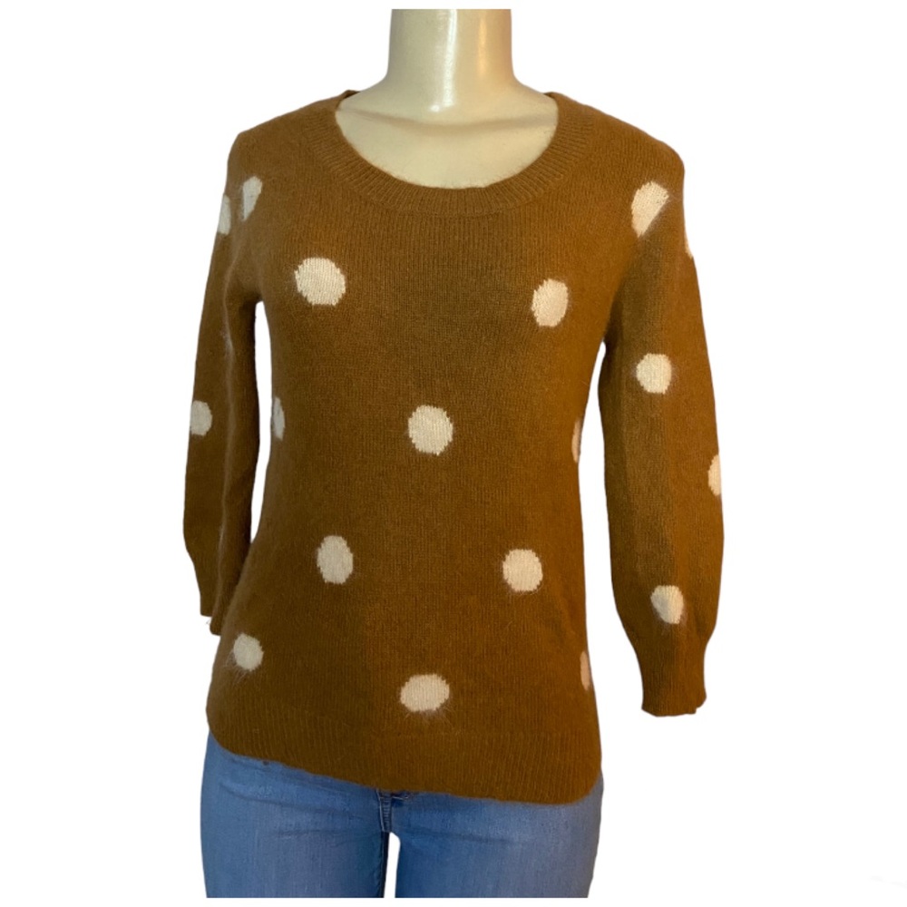Wallace Pullover Sweater Brown Rabbit Hair Blend Polka Dot